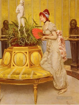  egg Oil Painting - Waiting lady Vittorio Reggianini
